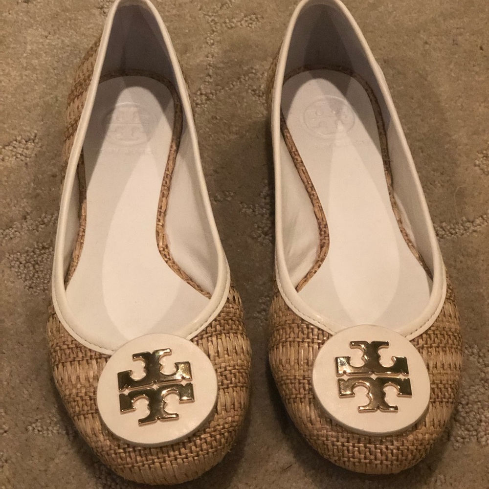 Tory Burch woven straw ballet flats